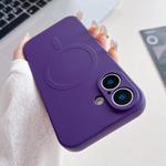 For iPhone 16 Solid Color Liquid Silicone MagSafe Magnetic Phone Case(Dark Purple)