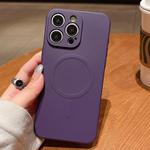 For iPhone 15 Pro Solid Color Liquid Silicone MagSafe Magnetic Phone Case(Dark Purple)