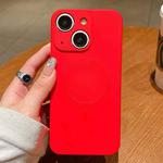 For iPhone 13 Solid Color Liquid Silicone MagSafe Magnetic Phone Case(Red)