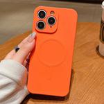 For iPhone 11 Pro Max Solid Color Liquid Silicone MagSafe Magnetic Phone Case(Orange)