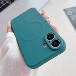 For iPhone 17 Solid Color Liquid Silicone MagSafe Magnetic Phone Case(Dark Green)