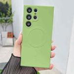 For Samsung Galaxy S24 Ultra 5G Solid Color Liquid Silicone MagSafe Magnetic Phone Case(Matcha Green)