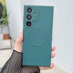 For Samsung Galaxy S23 FE 5G Solid Color Liquid Silicone MagSafe Magnetic Phone Case(Dark Green)