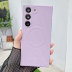 For Samsung Galaxy S22 5G Solid Color Liquid Silicone MagSafe Magnetic Phone Case(Grass Purple)