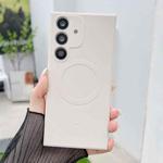 For Samsung Galaxy S25+ 5G Solid Color Liquid Silicone MagSafe Magnetic Phone Case(Antique White)
