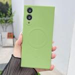 For Samsung Galaxy S25 Edge 5G Solid Color Liquid Silicone MagSafe Magnetic Phone Case(Matcha Green)