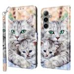 For Samsung Galaxy S24 FE 5G 3D Painted Leather Phone Case(Two Loving Cats)