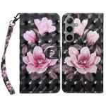 For Samsung Galaxy S24 FE 5G 3D Painted Leather Phone Case(Pink Flower)