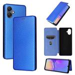 For Samsung Galaxy A07 4G Carbon Fiber Texture Flip Leather Phone Case(Blue)