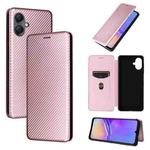 For Samsung Galaxy A07 4G Carbon Fiber Texture Flip Leather Phone Case(Pink)