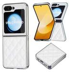 For Samsung Galaxy Z Flip5 Electroplating Rhombic Glitter PU Phone Case(White)