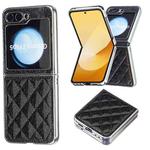 For Samsung Galaxy Z Flip5 Electroplating Rhombic Glitter PU Phone Case(Black)