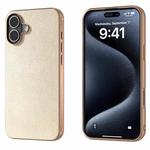 For iPhone 16 PU Leather Electroplating Frame Full Coverage Phone Case(Gold)