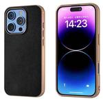 For iPhone 16 Pro PU Leather Electroplating Frame Full Coverage Phone Case(Black)