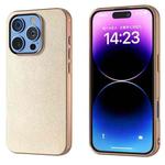 For iPhone 16 Pro Max PU Leather Electroplating Frame Full Coverage Phone Case(Gold)