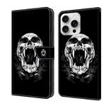 For iPhone 16 Pro Max Crystal Painted Leather Phone case(Skull)