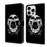 For iPhone 16 Pro Crystal Painted Leather Phone case(Skull)