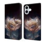 For iPhone 16 Plus Crystal Painted Leather Phone case(Peony)