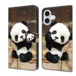 For iPhone 16 Crystal Painted Leather Phone case(Panda)