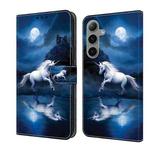 For Samsung Galaxy S24 FE 5G Crystal Painted Leather Phone case(White Horse)