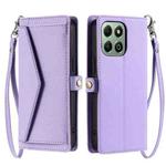 For Honor X6b / X6a Wallet Multi-card Slot Leather Phone Case with Lanyard(Purple)