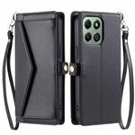 For Honor X6b / X6a Wallet Multi-card Slot Leather Phone Case with Lanyard(Black)