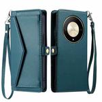 For Honor X9b / 50 Wallet Multi-card Slot Leather Phone Case with Lanyard(Green)