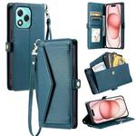 For Honor 400 Lite Wallet Multi-card Slot Leather Phone Case with Lanyard(Green)
