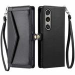 For Sony Xperia 1 VI Wallet Multi-card Slot Leather Phone Case with Lanyard(Black)