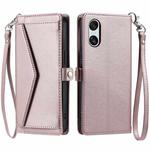 For Sony Xperia 10 VI Wallet Multi-card Slot Leather Phone Case with Lanyard(Rose Gold)