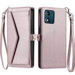 For Motorola Moto E13 Wallet Multi-card Slot Leather Phone Case with Lanyard(Rose Gold)