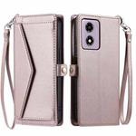 For Motorola Moto E14 / G24 / G04 Wallet Multi-card Slot Leather Phone Case with Lanyard(Rose Gold)