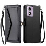 For Motorola Moto E14 / G24 / G04 Wallet Multi-card Slot Leather Phone Case with Lanyard(Black)