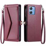 For Motorola Moto G54 / G64 Wallet Multi-card Slot Leather Phone Case with Lanyard(Wine Red)