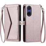 For Motorola Moto G85 Wallet Multi-card Slot Leather Phone Case with Lanyard(Rose Gold)