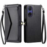 For Motorola Moto G85 Wallet Multi-card Slot Leather Phone Case with Lanyard(Black)