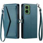 For Motorola Moto G35 Wallet Multi-card Slot Leather Phone Case with Lanyard(Green)