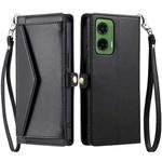 For Motorola Moto G35 Wallet Multi-card Slot Leather Phone Case with Lanyard(Black)