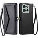 For Motorola Moto G75 5G Wallet Multi-card Slot Leather Phone Case with Lanyard(Black)