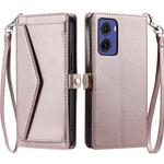 For Motorola Moto G05 Wallet Multi-card Slot Leather Phone Case with Lanyard(Rose Gold)