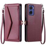 For Motorola Moto G05 Wallet Multi-card Slot Leather Phone Case with Lanyard(Wine Red)