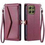 For Motorola Moto G15 Wallet Multi-card Slot Leather Phone Case with Lanyard(Wine Red)