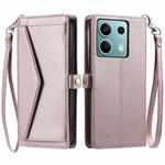 For Motorola Edge 60 Fusion Wallet Multi-card Slot Leather Phone Case with Lanyard(Rose Gold)