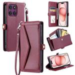 For Motorola Edge 60 Pro Wallet Multi-card Slot Leather Phone Case with Lanyard(Wine Red)