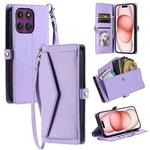For Motorola Edge 60 Pro Wallet Multi-card Slot Leather Phone Case with Lanyard(Purple)