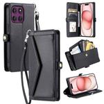 For Motorola Edge 60 Pro Wallet Multi-card Slot Leather Phone Case with Lanyard(Black)