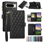 For Google Pixel 8 Pro Rhombic Zipper Wallet Leather Phone Case(Black)