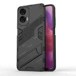 For Motorola Moto G24 4G Punk Armor 2 in 1 PC + TPU Phone Case with Holder(Black)