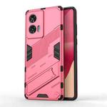 For Motorola Edge 50 Fusion 5G Global Punk Armor 2 in 1 PC + TPU Phone Case with Holder(Light Red)