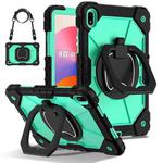 For Huawei Matepad SE 11 2024 Contrast Color Robot Silicone Hybrid PC Tablet Case(Black Mint Green)